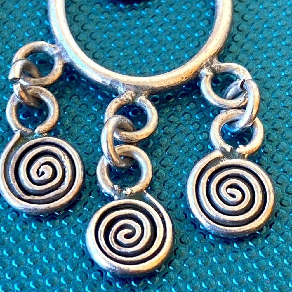 Boho Solid Sterling Silver Swirl Dangle Vintage D… - image 3